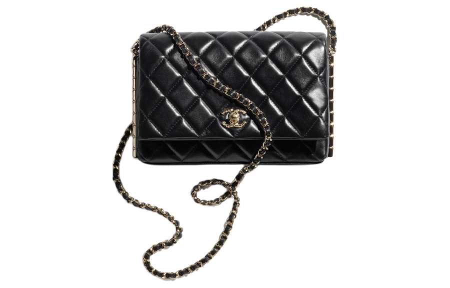 CHANEL Bright Distressed Lambskin Crossbody Bag, Shoulder Bag Women's Black