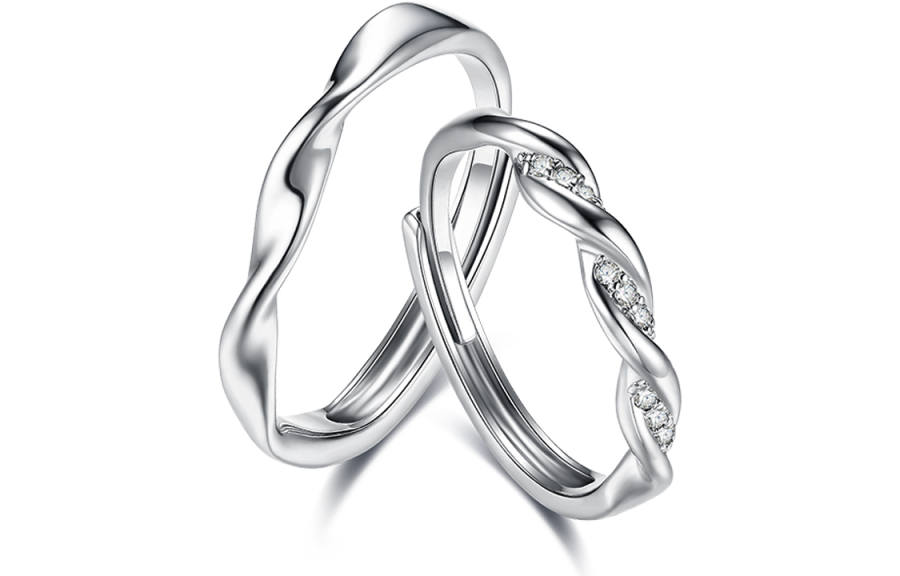 CIROCCO Zircon Inlaid Rings Unisex Silver Gift Box Set