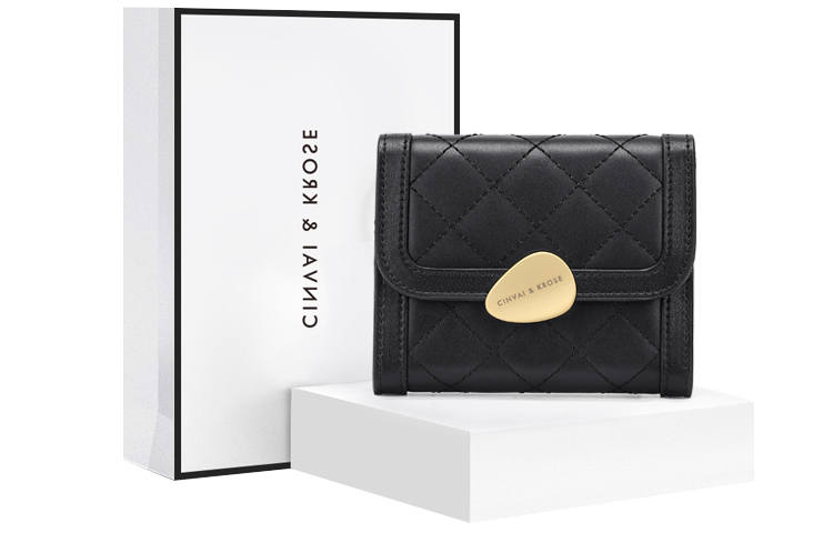 CinvaiKrose XINWAYI·KELUOSI Cow Leather, Synthetic Leather Coin Purse, Clutch Card Holder Wallet Regular Women's Black/Brown/Ecru