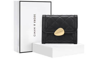 CinvaiKrose XINWAYI·KELUOSI Cow Leather, Synthetic Leather Coin Purse, Clutch Card Holder Wallet Regular Women's Black/Brown/Ecru