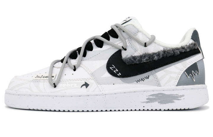 Nike Nike Court Vision 1 Ninth Inning Manufacturing, Lonely Zebra Slip Resistant Cushioning Low top Skateboard Shoes Men's
