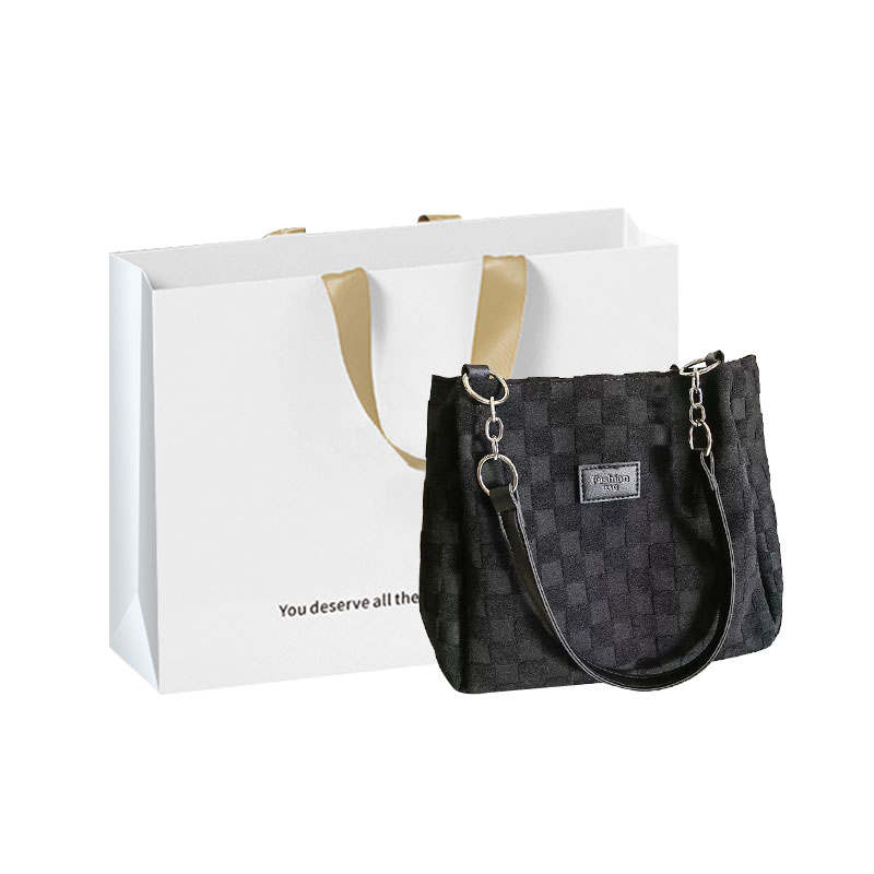 AINITU Canvas Bag, Shoulder Bag Women's Black/Beige/White