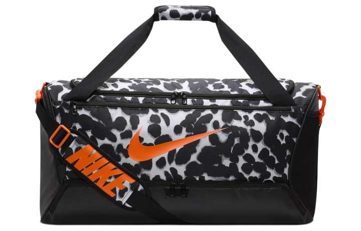 Nike Nike Recycled Polyester Travel Bag Medium Men's Light Smoke Gray & Black & Orange