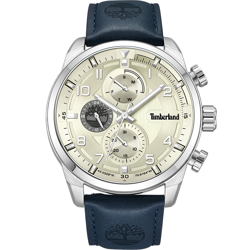 Timberland Henniker II Wrist Watches Quartz Movement Leather Strap Beige Watch Dial Men's Watches