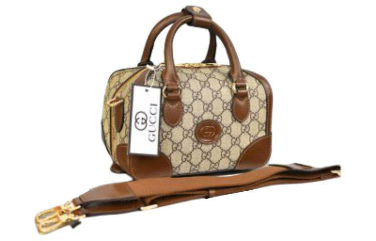 GUCCI Canvas With Leather Handbag, Shoulder Bag, Crossbody Bag, Travel Bag Small Men's