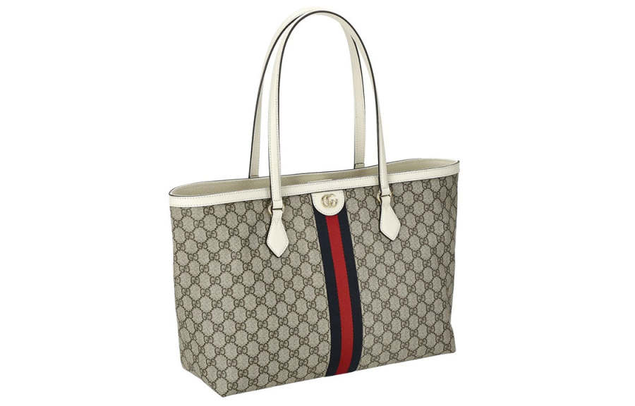 GUCCI Ophidia Canvas With Leather Handbag, Shoulder Bag Women's