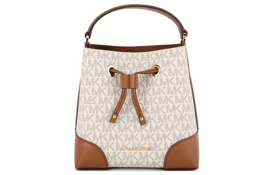 MICHAEL KORS Mercer Coated Canvas Handbag Small Women's White & Brown