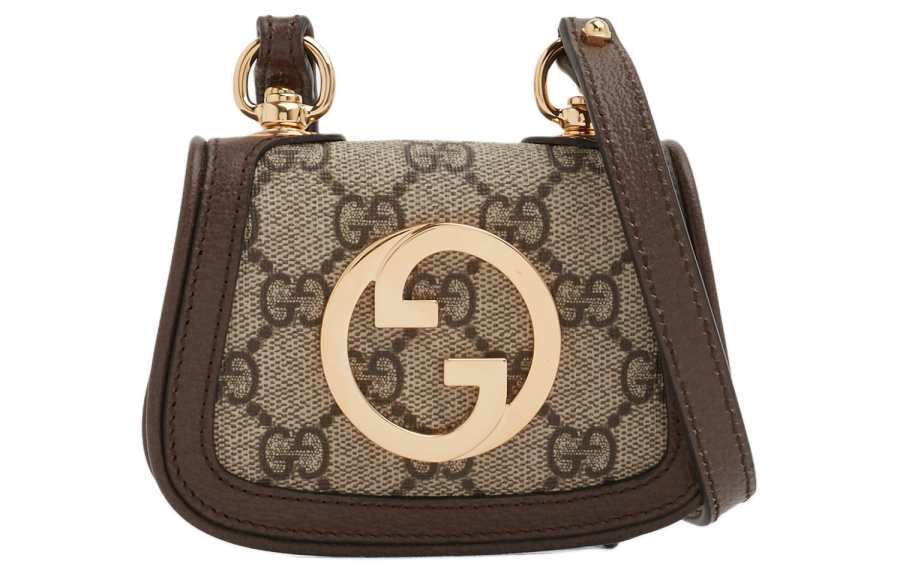 GUCCI Blondie Canvas Saddle Bag Wallet, Shoulder Bag, Crossbody Bag Extra Mini Women's Ebony