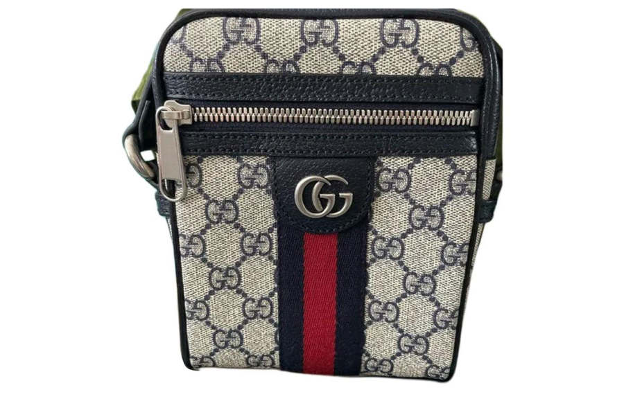 GUCCI Ophidia Canvas With Leather Shoulder Bag, Crossbody Bag Unisex Blue & Beige