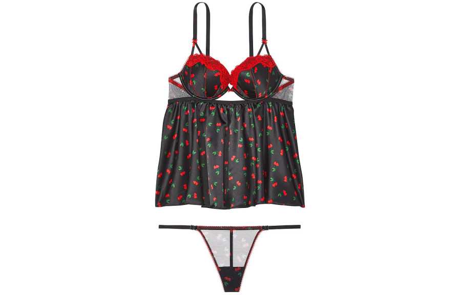 Victoria's Secret Pajama Set Women's Black Cherry
