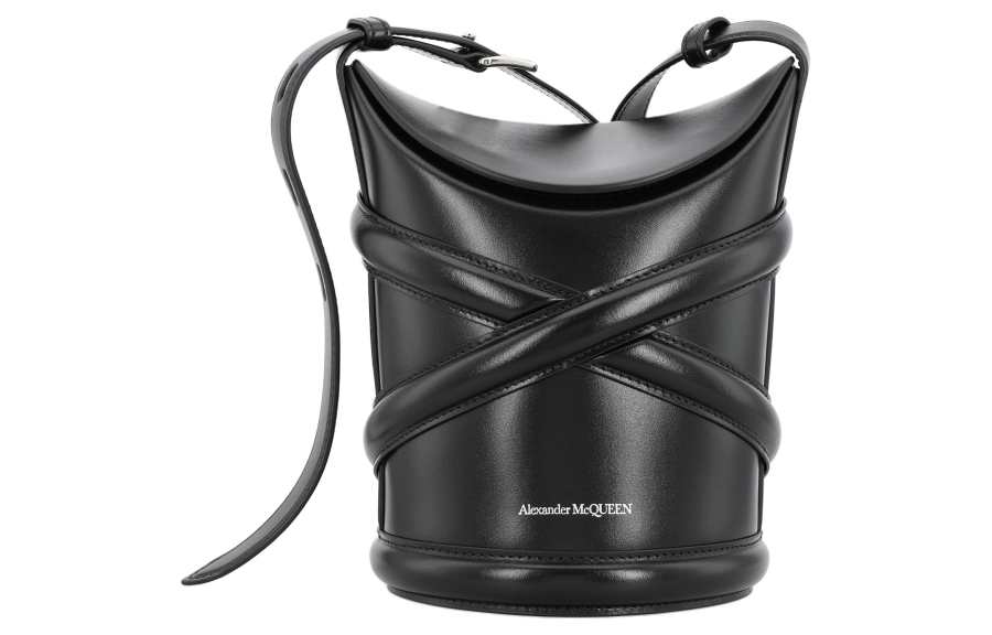 Alexander McQueen THE CURVE BAG Calfskin Handbag, Shoulder Bag, Crossbody Bag Women's Black