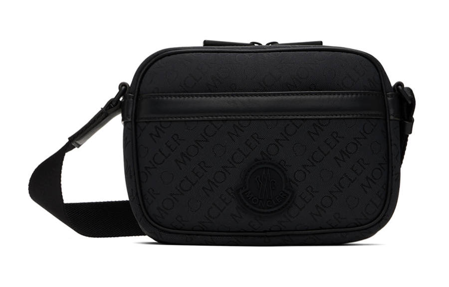Moncler Two Way Zip Closure Polyester Shoulder Bag, Crossbody Bag Men's Black