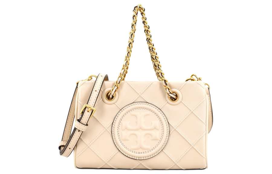 TORY BURCH Fleming Sheepskin Tote Bag, Shopping Bag, Handbag, Shoulder Bag Mini Women's Cream White