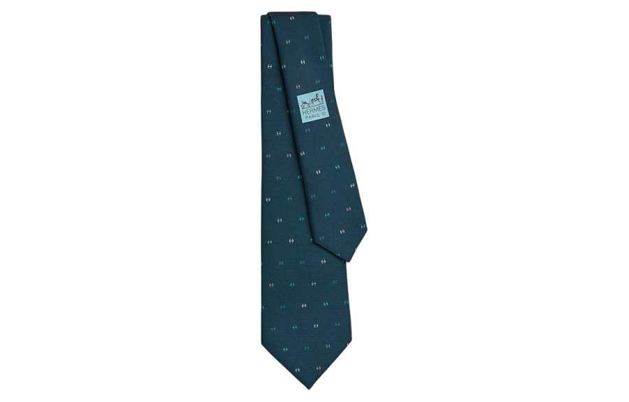 HERMES HERMES Mulberry Silk Ties Men's Marine Blue