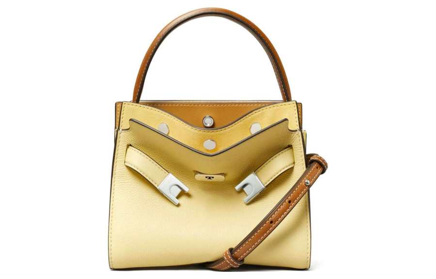 TORY BURCH Lee Radziwill Leather Shoulder Bag, Crossbody Bag Women's Lemon Yellow