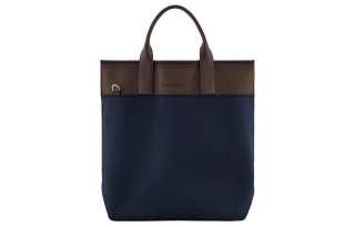 GIORGIO ARMANI Knitted Fabric With Leather Shoulder Bag, Crossbody Bag, Handbag Men's Blue