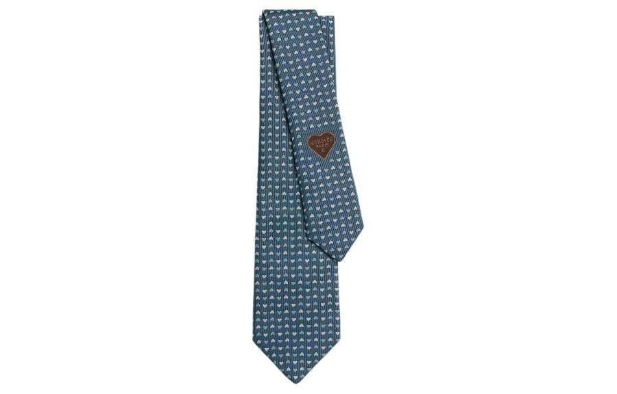 HERMES HERMES Love Love Ties Men's Gray Blue