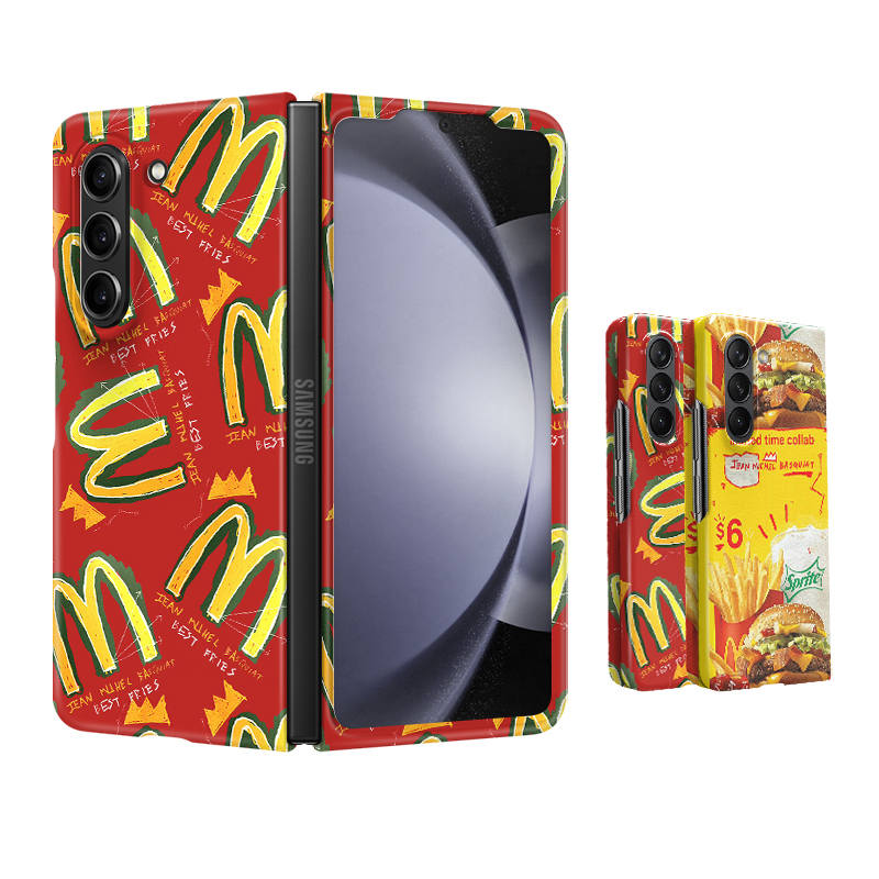 Kokoparty PC Material Korean Film Burger Fries M Phone Case Compatibility Fold6/Fold5/w24/w25 Heart For The World
