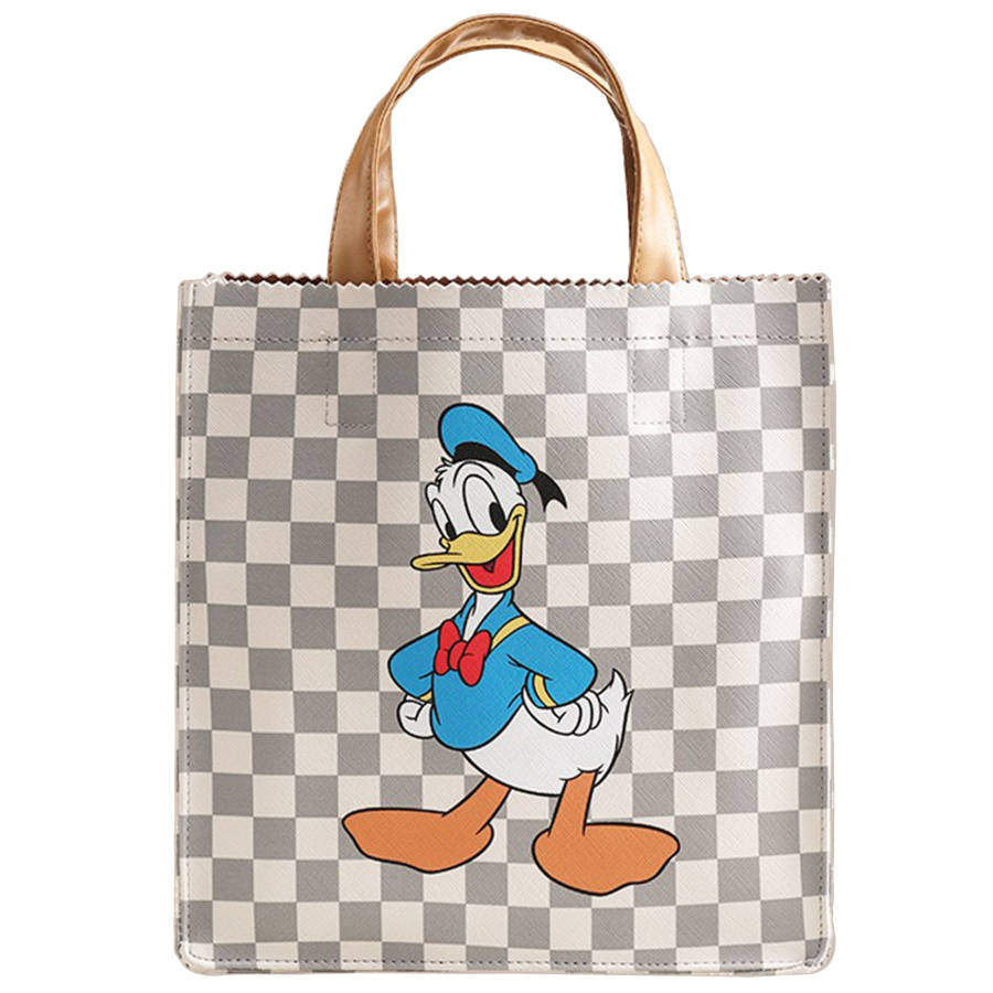 Disney Donald Duck Series PVC Waterproof Handbag, Tote Bag, Shopping Bag, Handbag Regular Women's Gray White