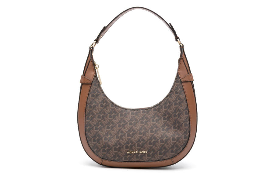 MICHAEL KORS Calfskin One Shoulder Handbag Small Women's Camel Brown & Coffee Brown