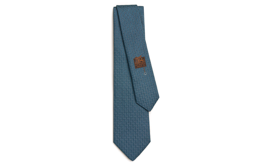 HERMES HERMES H Marin Mulberry Silk Ties Men's Blue
