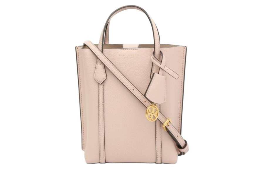 TORY BURCH Perry Embossed Leather Tote Bag, Shopping Bag, Shoulder Bag, Crossbody Bag, Handbag Mini Women's Shell Pink
