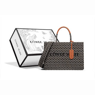 COWEC YCAKI Fabric Tote Bag, Shopping Bag, Shoulder Bag, Handbag Large Unisex Black