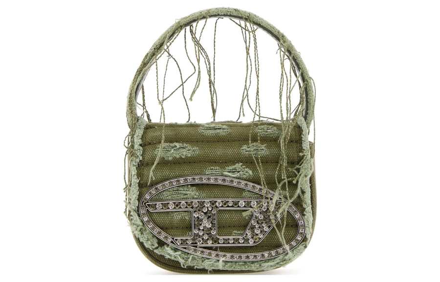 DIESEL Cotton With Cow Leather Handbag Mini Women's Green