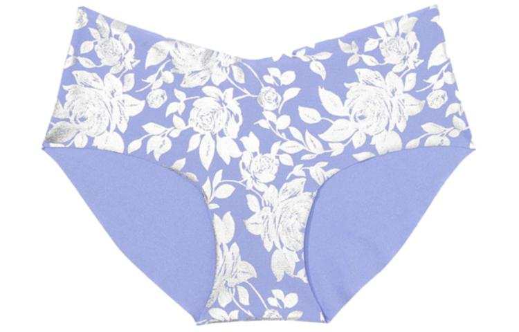 Victoria's Secret Underpants Women's 1 Pack Blue Purple Rose Print