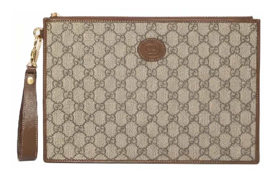 GUCCI GUCCI Interlocking Canvas With Leather Clutch Men's Ebony