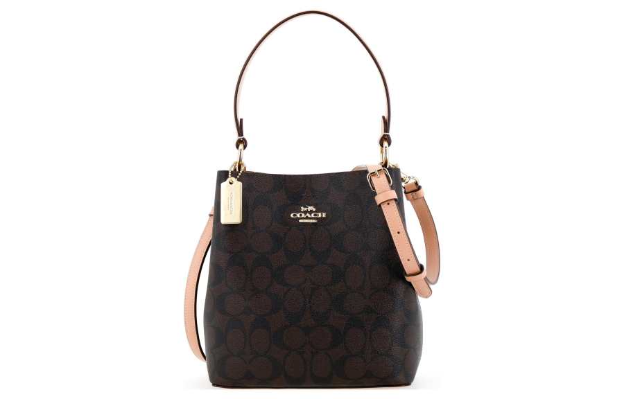 COACH Town PVC Leather Bucket Bag Handbag Small Women's Brown