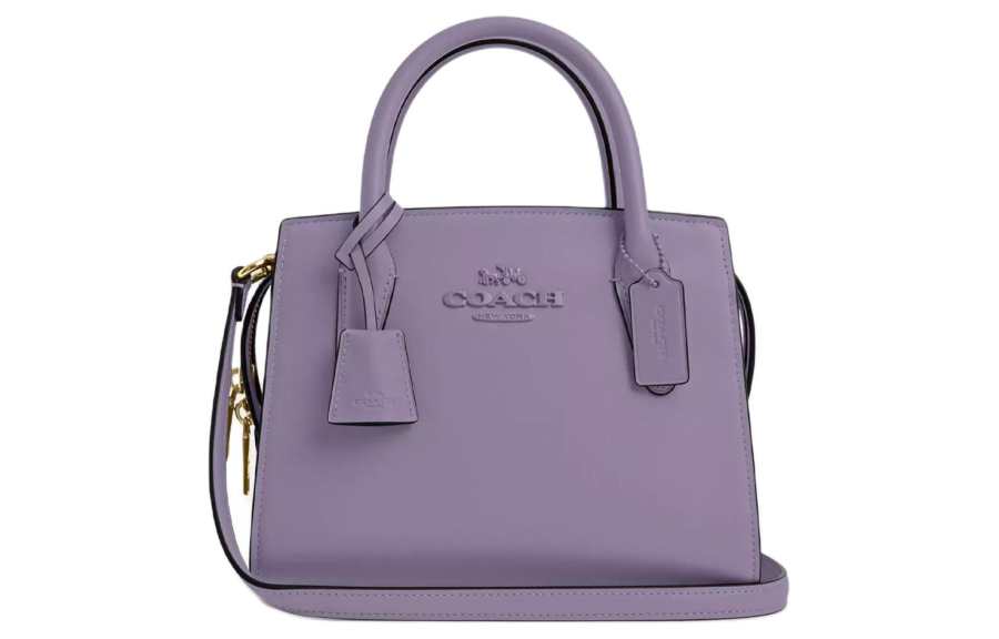COACH Refined Calfskin Shoulder Bag, Crossbody Bag, Handbag Small Women's Silver & Light Purple