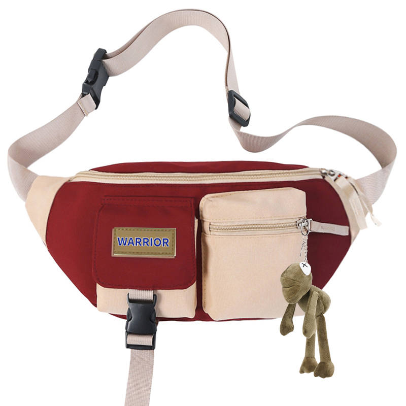 WARRIOR Nylon Crossbody Bag Sling Bag Unisex Red/Green/Ecru/Black