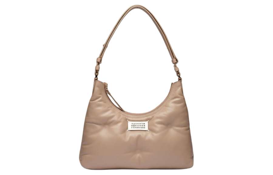 Maison Margiela Glam Slam Full Grain Nappa Leather Hobo Bag, Shoulder Bag, Handbag Small Women's Mud Brown