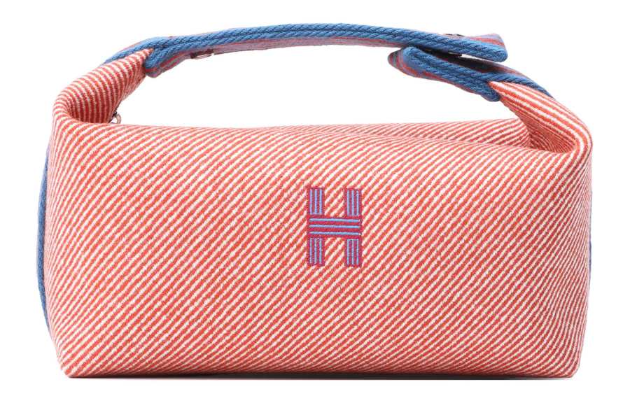 HERMES Bride a Brac Wool, Twill Handbag, Toiletry Bag Small Women's Orange