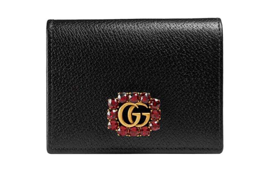 GUCCI GG Marmont Leather Wallet Small Women's Black