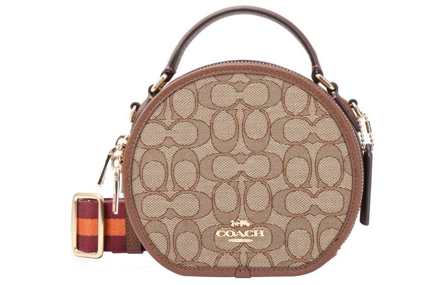 COACH Canteen Iconic Jacquard With Refined Pebble Leather Shoulder Bag, Crossbody Bag, Handbag Small Women's Khaki