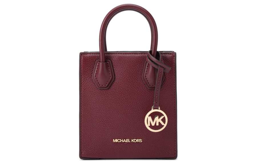 MICHAEL KORS Mercer Cow Leather Sheet Music Bag, Trunk Bag, Shoulder Bag, Crossbody Bag Mini Women's Fuchsia