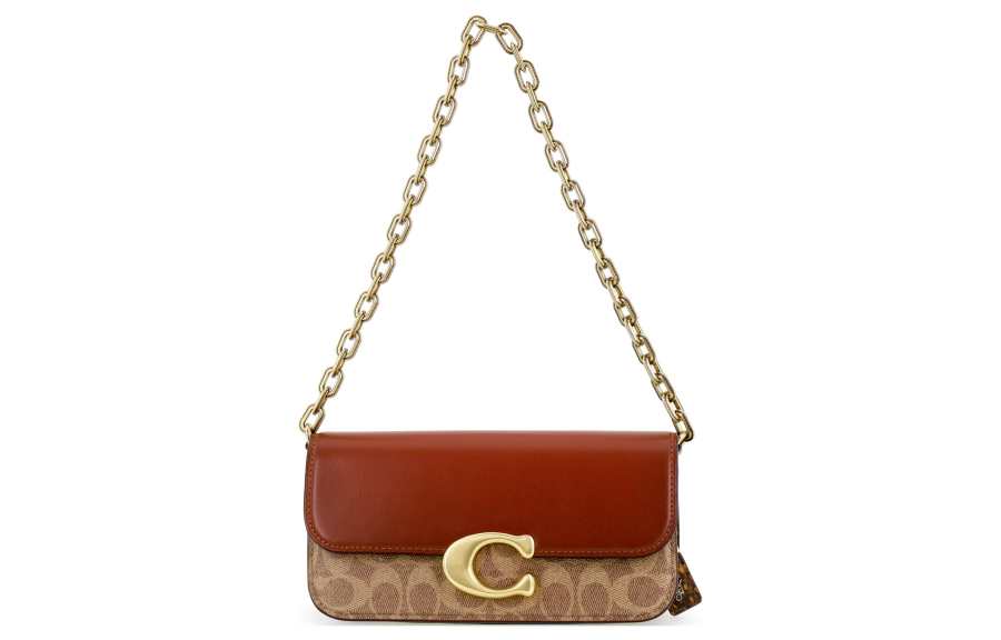 COACH IDOL Artificial Leather With Cow Leather Baguette Bag, Handbag, Shoulder Bag Medium Women's