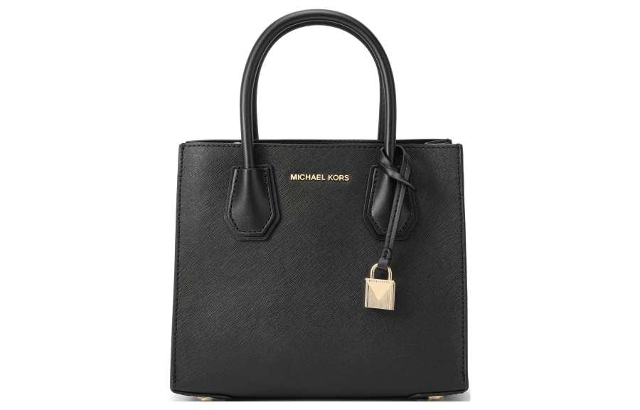 MICHAEL KORS Mercer Leather Trunk Bag, Shoulder Bag, Crossbody Bag, Handbag Medium Women's Pure Black