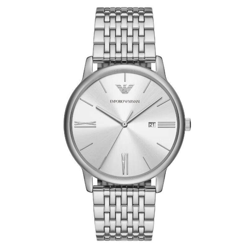 EMPORIO ARMANI Business Collection Wrist Watches Quartz Movement Stainless Steel Strap 42mm Silver Dial Men's Watches
