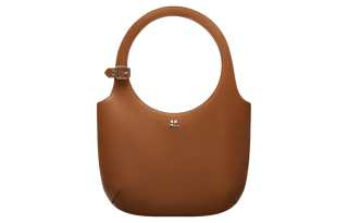 COURREGES Grain Leather Shoulder Bag, Crossbody Bag, Handbag Women's Brown