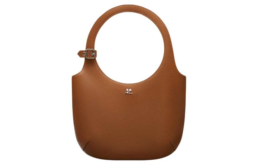 COURREGES Grain Leather Shoulder Bag, Crossbody Bag, Handbag Women's Brown