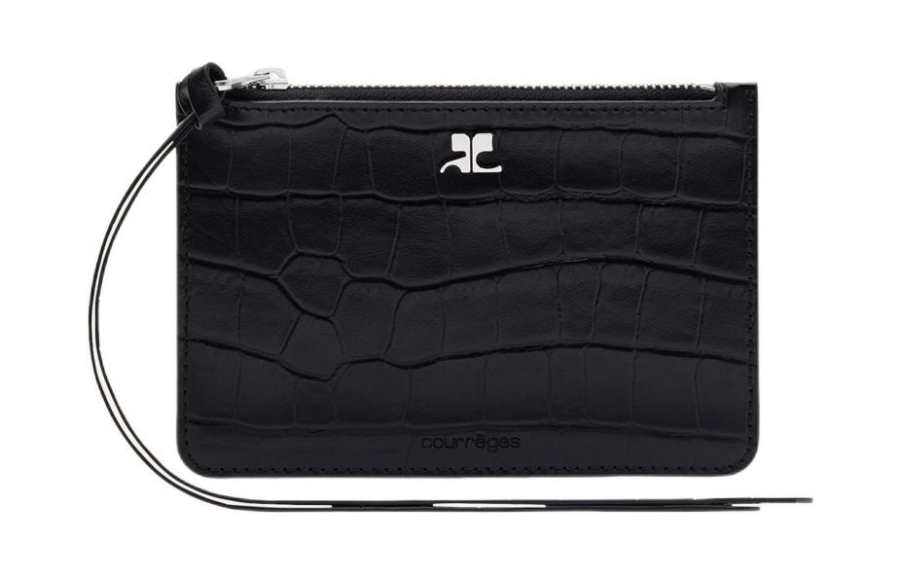 COURREGES Calfskin Clutch Women's Black