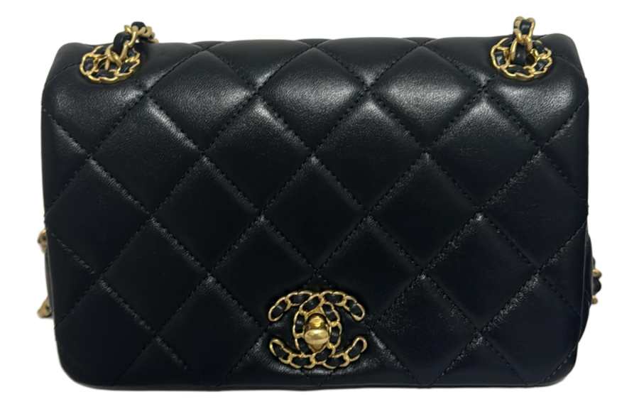 CHANEL Sheepskin Crossbody Bags Mini Women's Black