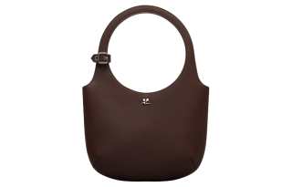 COURREGES Calfskin Shoulder Bag, Crossbody Bag, Handbag Women's Brown