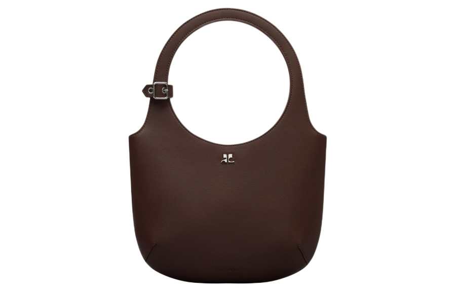 COURREGES Calfskin Shoulder Bag, Crossbody Bag, Handbag Women's Brown