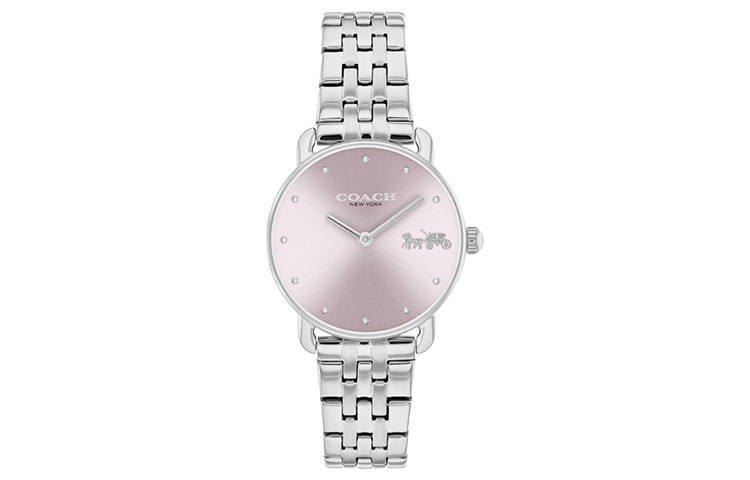 COACH ELLIOT European/US Watches, Minimalist Style Sunray Dial Wrist Watch Quartz Movement Steel Strap Pink Watch Dial