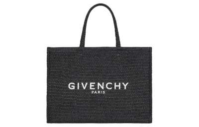 Givenchy G Tote Raffia Tote Bag, Shopping Bag, Handbag Medium Women's Black
