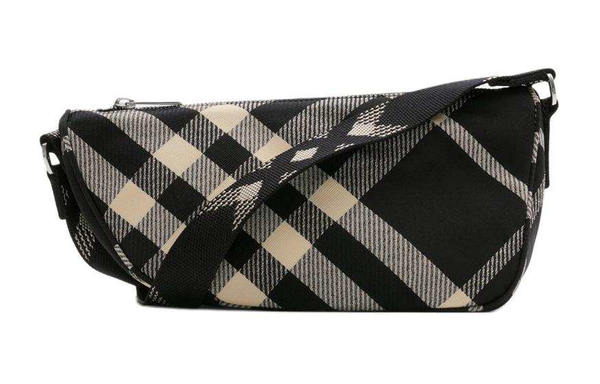 Burberry Shield Cotton With Polyester Shoulder Bag, Crossbody Bag Small Men's Black